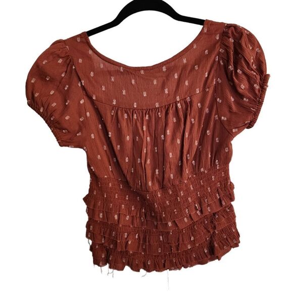 Rebellion Again Smocked Waist Elastic Sleeve Layered Blouse Size Large - Picture 2 of 7